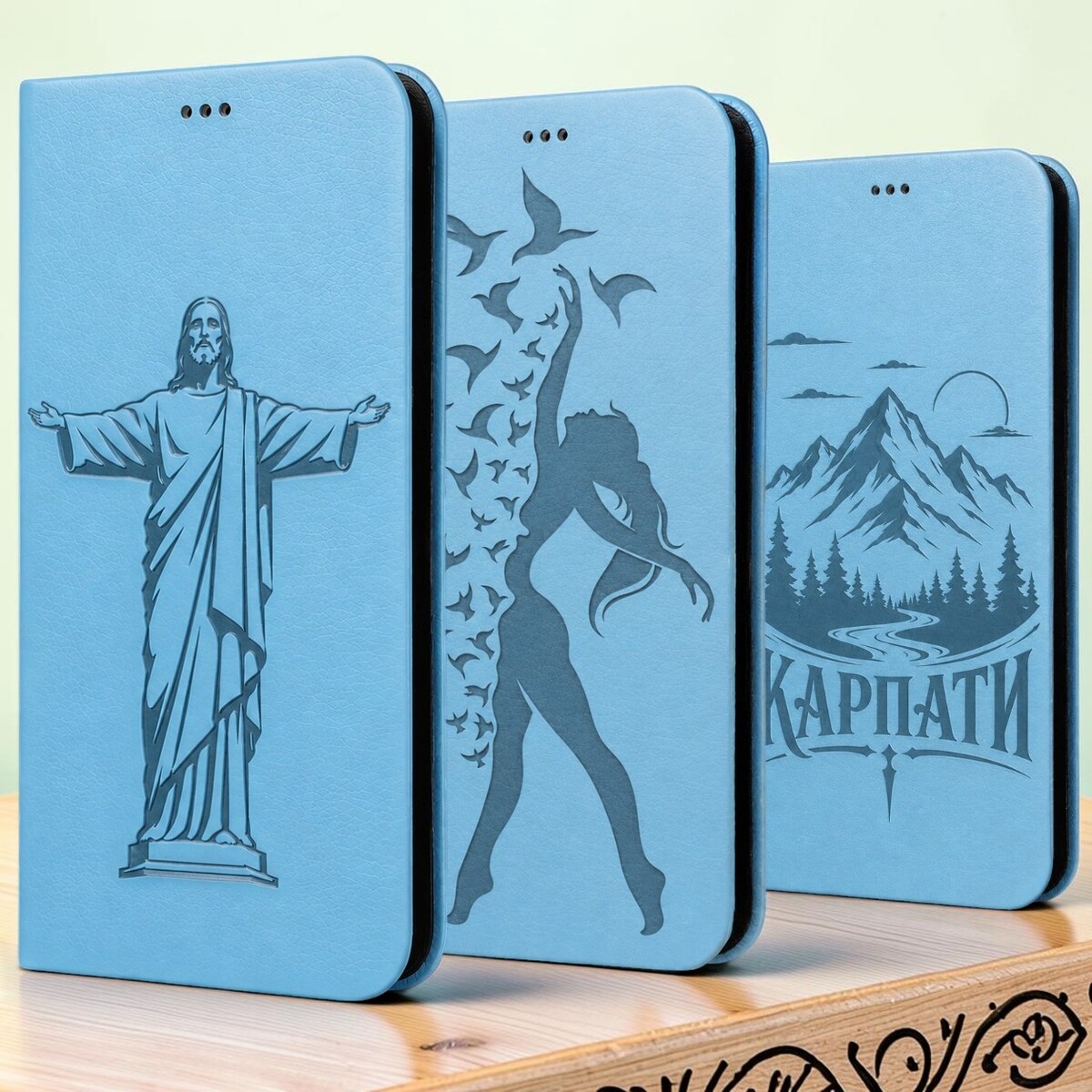 Чохол книжка Bob для Motorola G06 Блакитний з гравіюванням