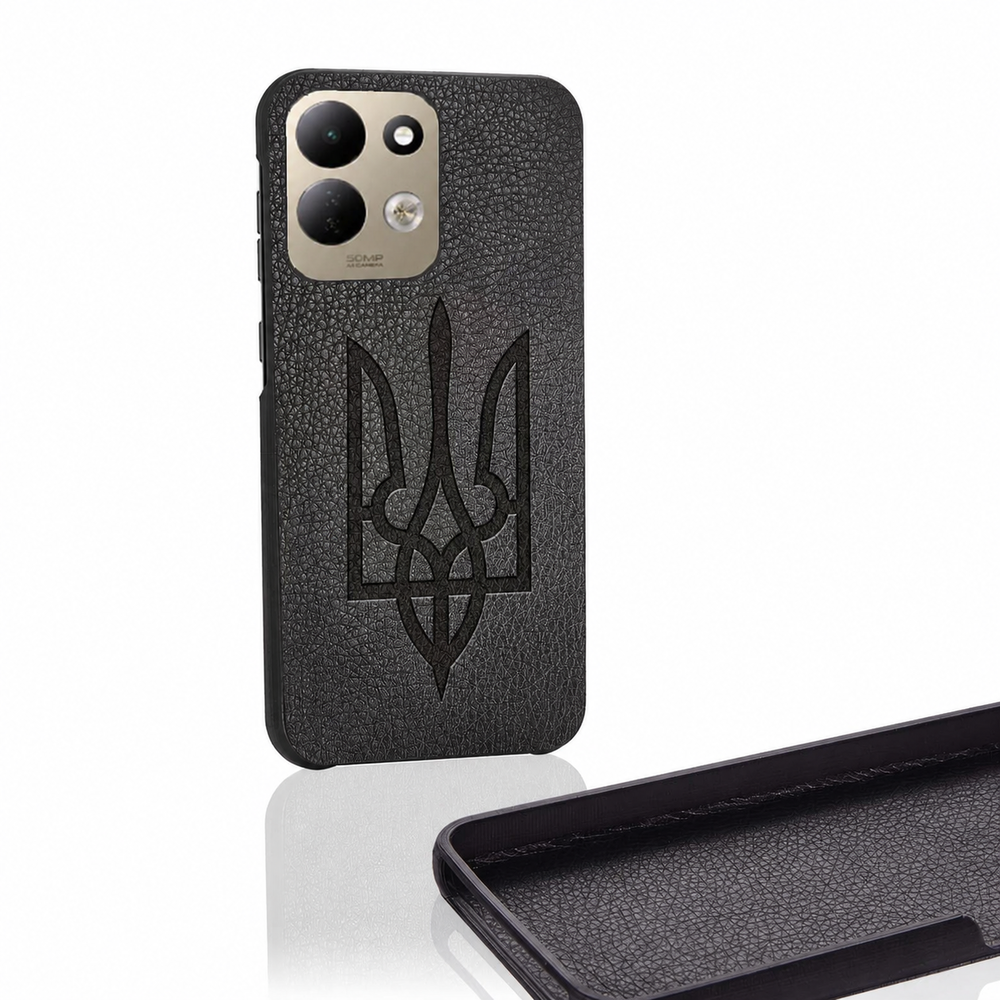 Чохол 3d-Flex на Xiaomi Redmi 17 (с накладкою Еко-шкіри) Чорний з гравіюванням (Герб України)