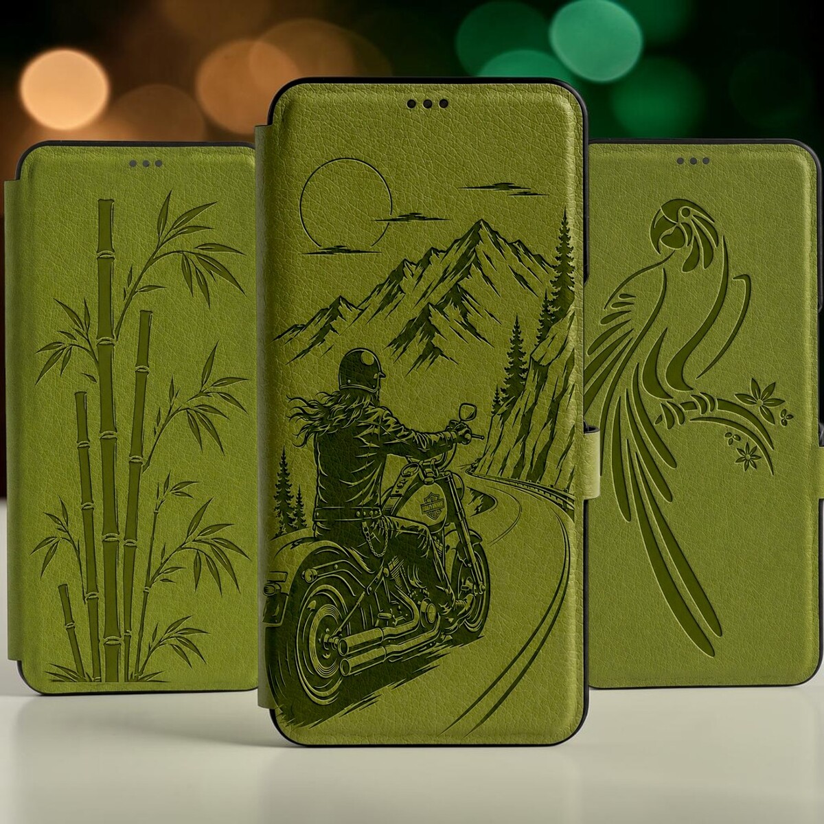 Чохол книжка TPU на Honor 400 Smart Оливковий з гравіюванням