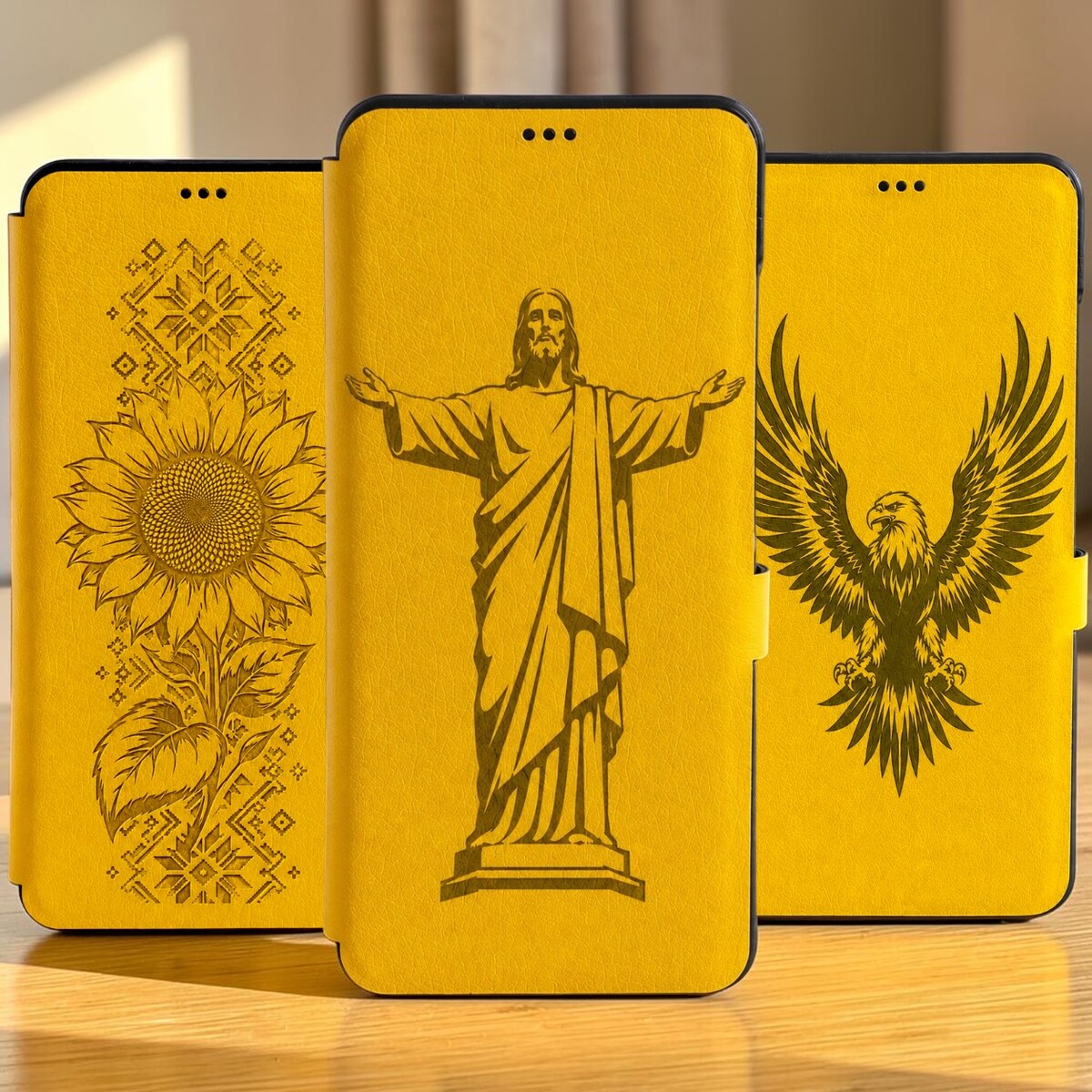 Чохол книжка TPU на Samsung Galaxy S26 Жовтий з гравіюванням