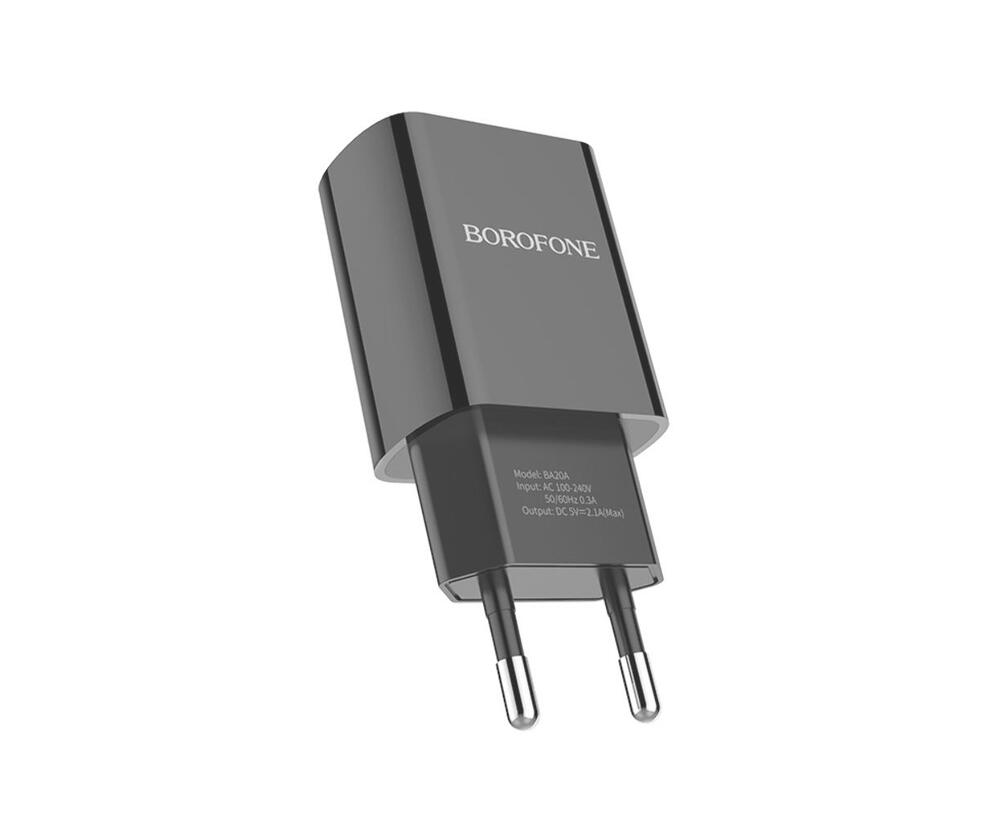 Мережевий зарядний пристрій Borofone BA20A USB чорний
